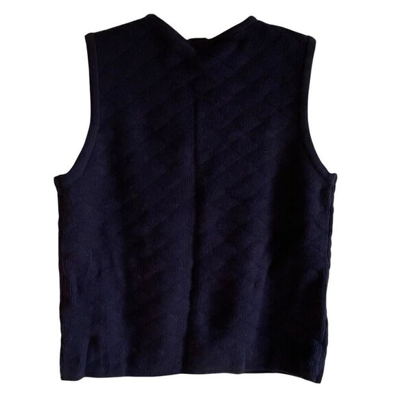 Crystal Kobe Sweater Vest Womens Petite M Leaf Embroiery Blue Grandmacore NWT - Picture 3 of 4